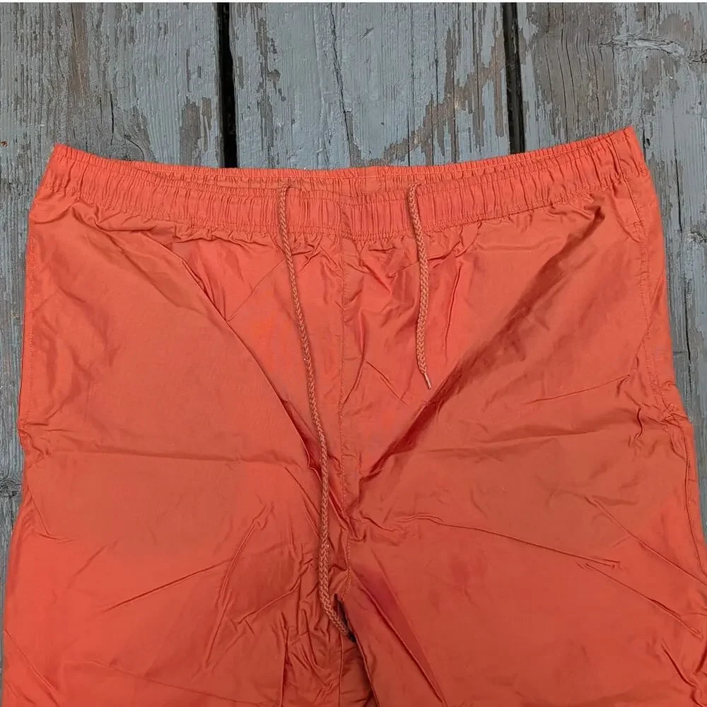 Vintage RAW Men's L Orange Nylon Windpants Y2K Gorpcore Skater Baggy Archive